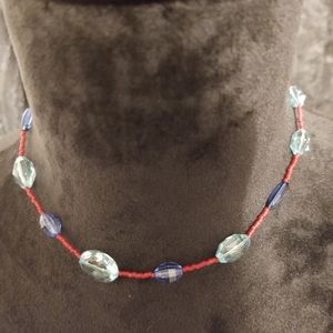 Red and blue necklace 12 in